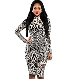 VIVOSKY Sexy Women Tribal Tattoo Printed Party Dress Club Dress