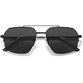 SOJOS Trendy Aviator Sunglasses Mens Womens Retro Double Bridge Metal Frame Semi-Rimless Shades SJ1191