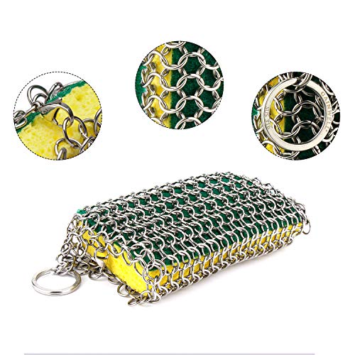 GAINWELL Stainless Steel Chainmail Scrubber Steel Cast Iron Cleaner, Dishwasher Safe, Cleaner Scraper & Scrubber for Your Cast Iron Skillet - Thumbnail 2