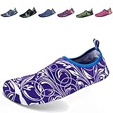 CIOR Women Men's Quick-Dry Water Sports Aqua Swimming Shoes Socks with Holey Ventilation KPU Outsole,SYY12,purple,L