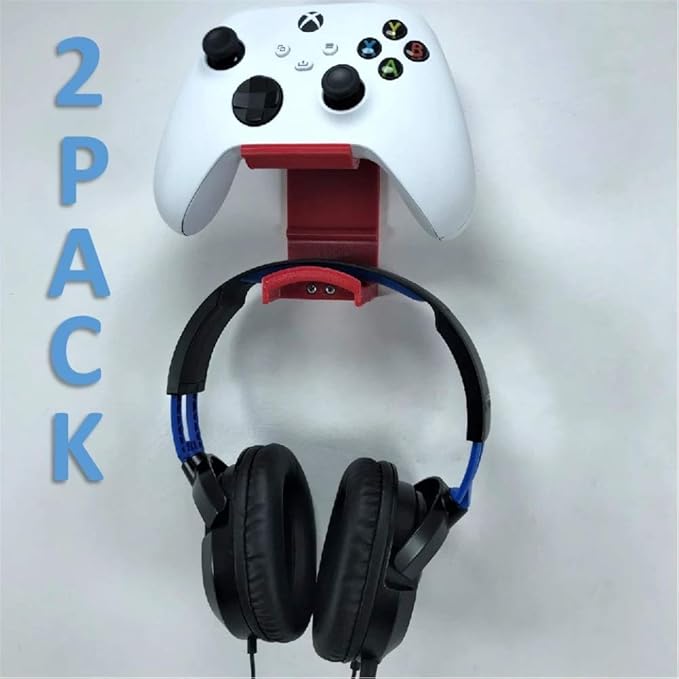 Xbox Controller Wall Mount & Headphone Holder Hanger Bracket (2 PACK