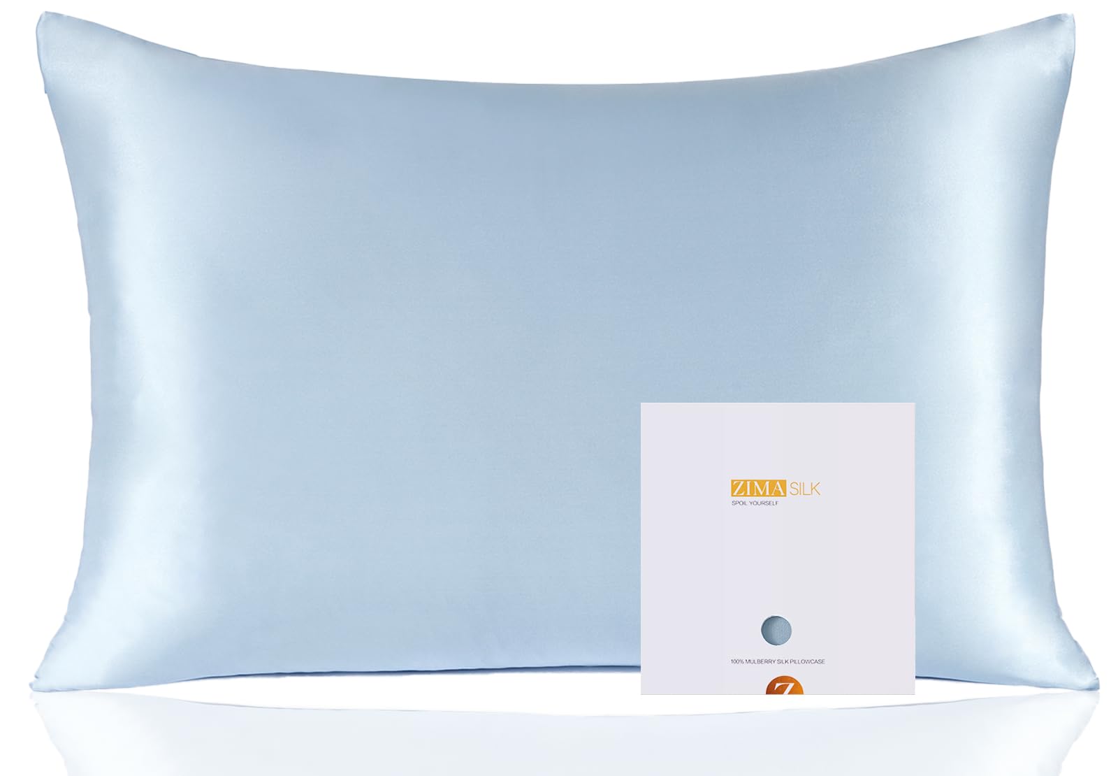 ZIMASILK 100% Mulberry Silk Pillowcase for Hair and Skin Health, Soft & Smooth, Both Sides Premium Grade 6A Silk, 600 Thread Count, with Hidden Zipper, 1pc (Standard 50x75 cm, Light Blue) — image 1