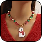 Christmas Charm Necklace for Women Dainty Bell Snowflake Tree Necklace Pearl Snowman Candy Pendant Necklaces Christmas Holiday Jewlery Gift Accessories