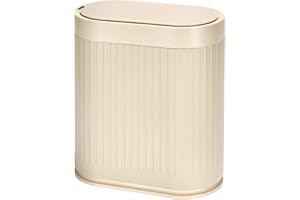 SYNCVIBE Bathroom Trash Can with Lid Automatic 2 Gallon Sensor Trash Bin, 7.5 Liter Smart Rubbish Bin, Motion Sensor Waterproof Bathroom Decor, Plastic Narrow Garbage Can for Bedroom, Office, Beige