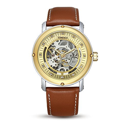 Time100 Men's Classic Business Waterproof Hollow Engraving Dial Analog Mechanical Wrist Watches