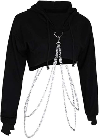 crop top hoodie with chains