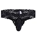 FEESHOW Men's Lace Thongs G String Underwear Crossdress Sissy Pouch Panties (Medium(Waistline:25.0-42.0