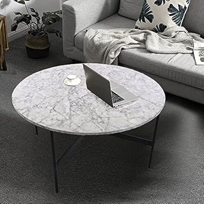 Buy Modern White Faux Marble Round Coffee Table 36 Inch Accent Side Table Sofa Center Table For Living Room Dining Room Tea Table T0002 Online In Greece B08r6xd2wk