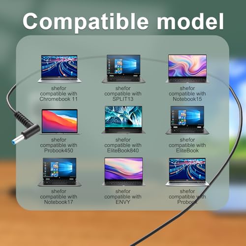 Shefor 65W Laptop Charger Adapter Compatible with HP EliteBook 840 850 830,Pavilion x360 15 13, 19.5V 3.33A Blue Tip 4.5×3.0mm Laptop Adapter, Charger for ProBook 450 440 640