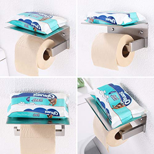 Toilet Paper Holder with Phone Shelf, Turn Left Direction, APLusee SUS 304 Stainless Steel