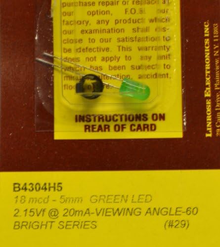 Linrose B4304H5 Green LED 18mcd 5mm 2.15Vf at 20mA