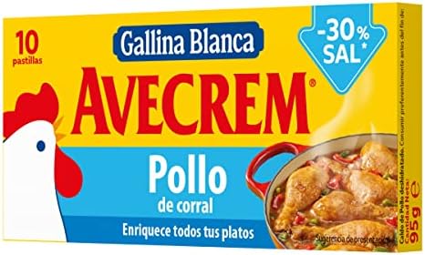 GALLINA BLANCA · Avecrem · Caldo de Pollo con 30% menos de Sal | Elaborado con Pollo de Corral, Verduras Variadas y Aceite de Oliva Virgen Extra.