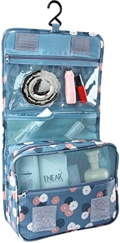 Cosmetic Bag Travel Bathroom Storage Portable Waterproof Toiletry Bag with Hanging Hook(Blue)