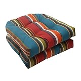 Pillow Perfect Indoor/Outdoor Westport Wicker Seat Cushion, Teal, Set of 2 (Kitchen)