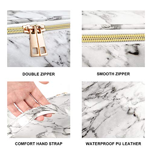 3Pcs Makeup Bags for Women, Travel Makeup Bag, Large Cosmetic Bag, Marble Makeup Bag with 10 Pcs Brushes, Makeup Case… - Image 4