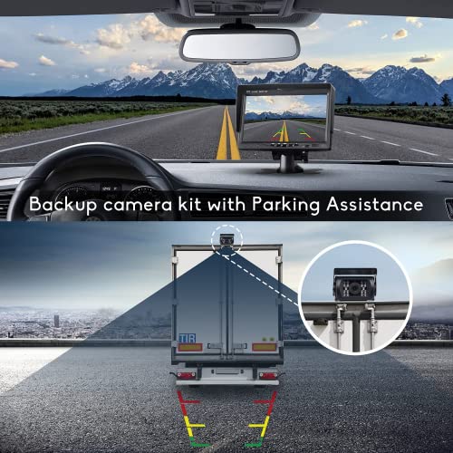 BEYI 1080P HD Backup Camera Kit - 7 Inch LCD Screen and Wired Signal Camera Stable Real Time Waterproof Night Vision for Truck, Camper, Trailer & Utility (12V-24V) with 15m Cable