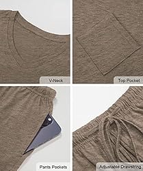 RUBZOOF Pajamas for Women Shorts Set V Neck Casual