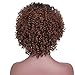 AisiBeauty Natural Brown Medium Short Curly Wigs with Dark Roots Short Fluffy Curly Hair Wig for Black Women Heat Resistant Synthetic Wig