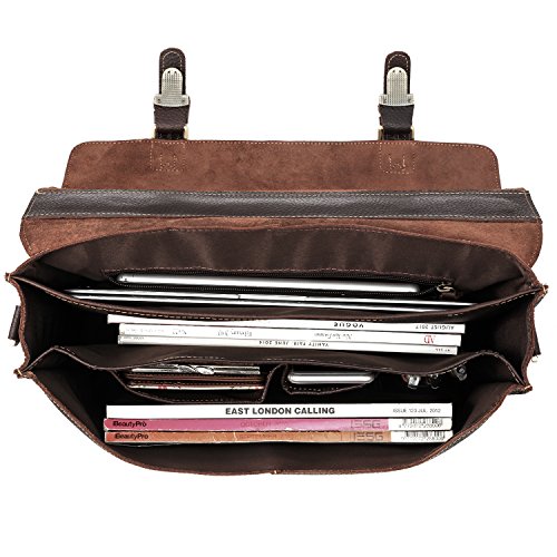 Kattee Vintage Leather Briefcase 15.6 Inch Laptop Messenger Bag Tote
