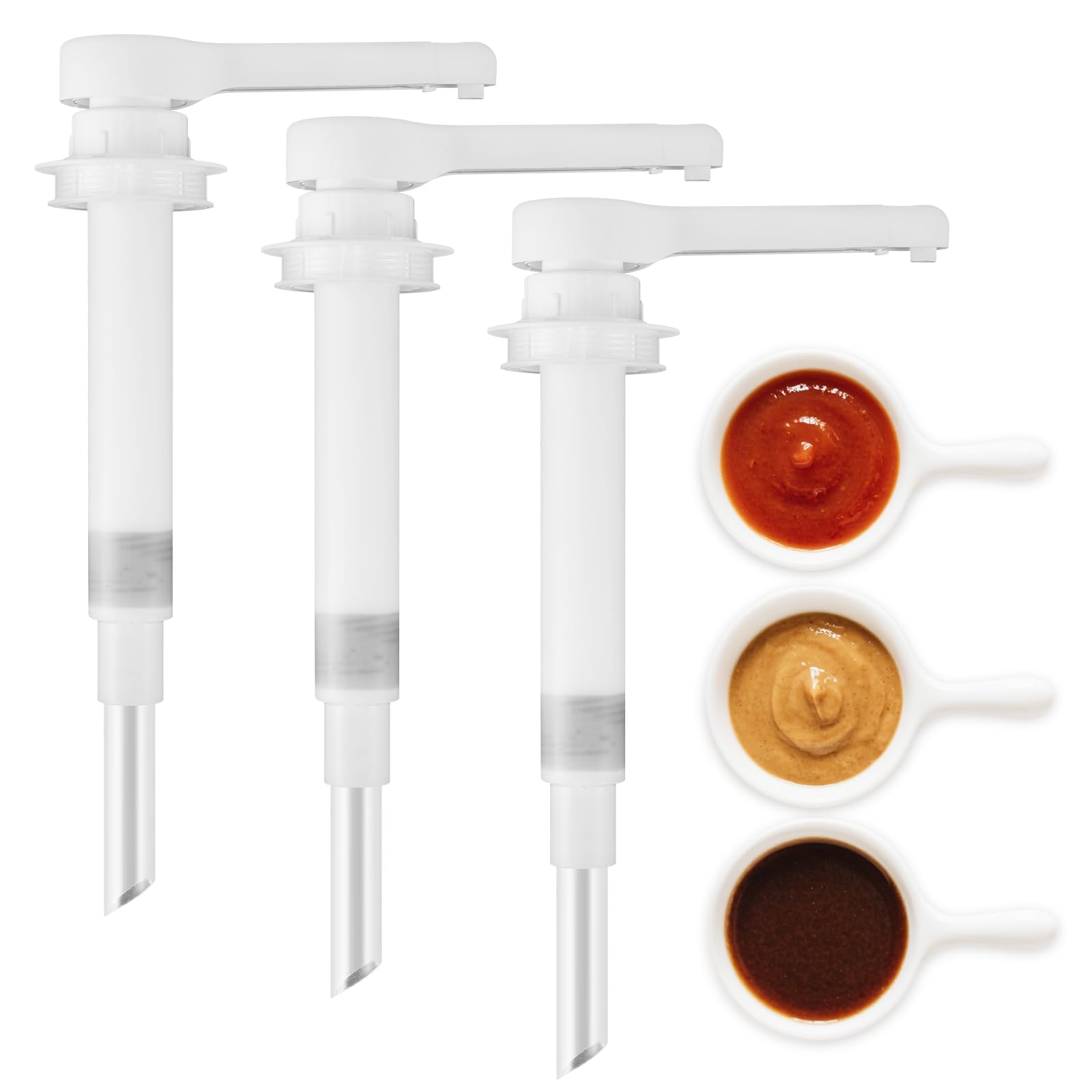 Photo 1 of Saladulce 3PCS Sauce Pumps 1.2Oz Pumps Dispensers for Syrup Ketchup Dressing Jam, Plastic Pumps for Condiment Pump Station Nacho Cheese Dispenser Pump