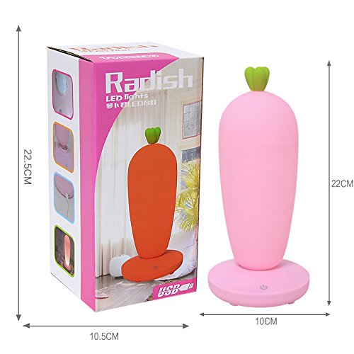 ZLMC Radish LED night light children bedroom bedside lamp decoration lamp (Pink)