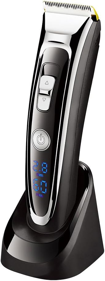 Cordless Hair Clippers for Men, NOMSOCR Professional Rechargeable Hair Trimmer Hair Cutting Tools Kit with LCD Display, Titanium and Ceramic Blades (Black)