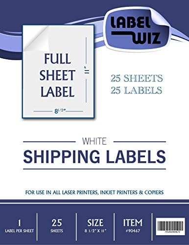 Full Sheet Shipping Label - By Jayzi® - 8.5" X 11" (Same Size As Avery® 5165) (25 Sheets)