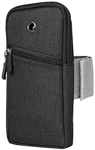 Sports Running Armband Zipper Gym Phone Holder Compatible for Samsung Galaxy S21+ Note 20 A02s A32 A52 A72 / Apple iPhone 12 Pro Max/Moto E G Fast/OnePlus 9 8T / Google Pixel 4 XL (Black)