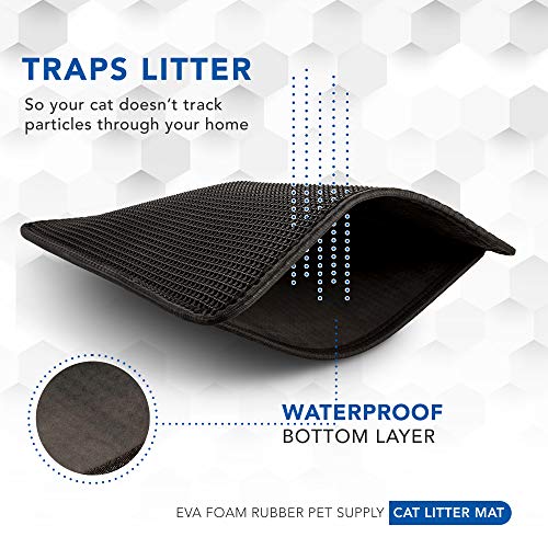 Cat Litter Trapping Mat for Indoor Cats - Double-Layer, Anti-Tracking, Non-Slip Kitty Litter Catching Trapper Pad with Honeycomb Design - Large, Waterproof Trap Mats for Pets, Floor Protection - Thumbnail 5