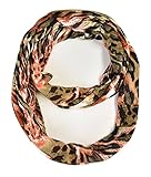 Modadorn Leopard Print Tie Dye Circular Infinity Scarf (Abstract Animal Print Orange)