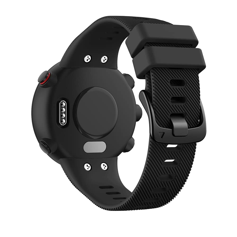 Chainfo Unisex Silicone Watch Straps Compatible with Garmin Forerunner 45 / Forerunner 45S / Swim 2, Brushed Stainless Steel Black Buckle, zinnober