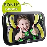 VolkGo Rear Facing Baby Car Mirror for Infant or Toddler - Monitor Your Baby While Driving - Baby Safe Design - Shatterproof - Easy Assembly - 360&ordm; Adjustable, Wide Viewing Angle - Durable