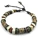 KONOV Mens Womens Ceramic Rope Bracelet, Tribal, Fit 7-9 inch Adjustable, Green Brown