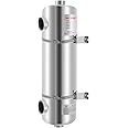 Pattosaey 200KBTU Tube Shell Heat Exchanger, Stainless Steel Swimming Pool Heat Exchanger, 1"+1.5" FPT, Heat Transfer Area 4.8ft² for Swimming Pools, Hot Tubs, Solar