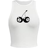 Floerns Women's Casual Crewneck Camisole Cherry Print Sleeveless Crop Tank Top