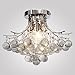 LOCOÂ Chrome Finish Crystal Chandelier with 3 Lights, Mini Style Flush Mount Ceiling Light Fixture for Study Room/Office, Dining Room, Bedroom, Living Room