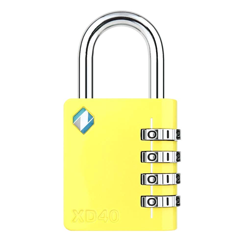 [ZARKER XD40] Heavy Duty Outdoor 4-Digit Combination Padlock for Locker, Gym, gate, shed, Tool Box, Door, Cabinet and Garage with Code - Yellow 1Pack