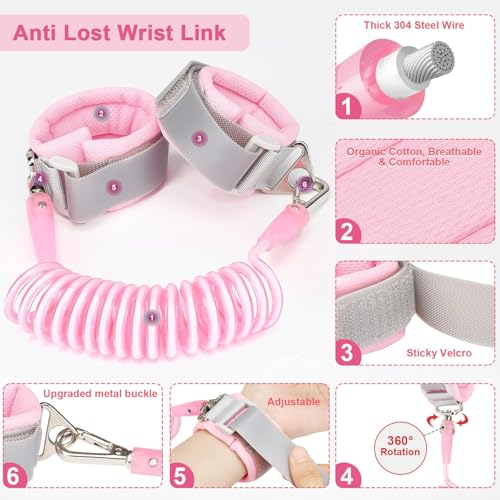 Coleira Infantil Mochila Guia De Segurança Anti Perda Cinta(Rosa)