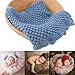 Zeroest Baby Photography Props Basket Braid Wool Wrap Newborn Photo Shoot Baskets Filler Posing Stuffer Background Blanket (Blue)
