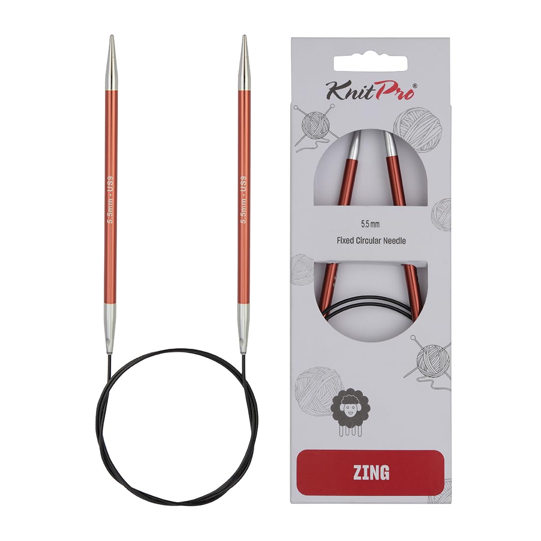 KnitPro Zing Fixed Circular Needles 40" (100cm) | Size 5.50mm