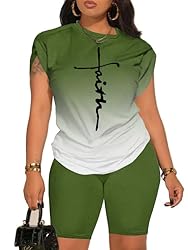 PINSV Women 2 Piece Outfits Summer Sweatsuits Track