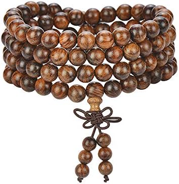 JIIUZUO mala Beads Bracelet 108 8mm Beaded Bracelet Sandalwood Elastic