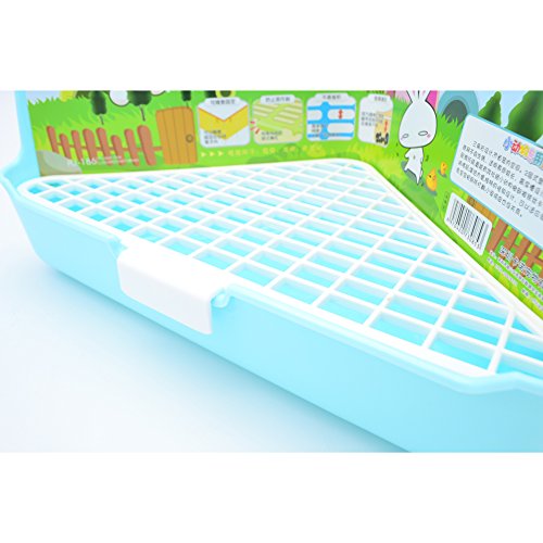 Big Triangle-shaped Rabbit Cage Litter Box Corner Toilet Potty Trainer for Adult Guinea Pig Ferret Small Animals (Blue) - Thumbnail 2