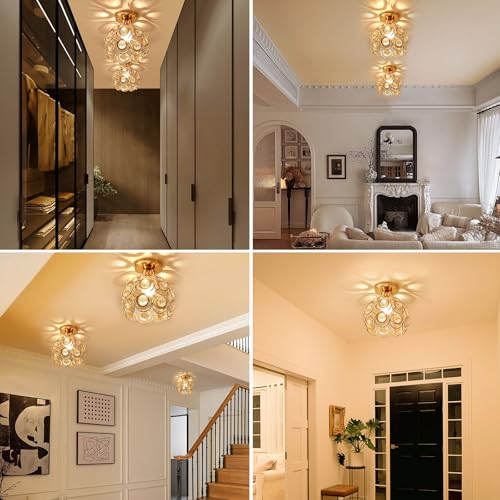 Luminária Pendente de Cristal e Ferro - Design Moderno com Luz Tricolor - Voltagem 110V-220V - Acabamento Premium para Sala, Quarto e Hall (Esférico)