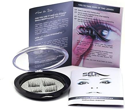 Magnetic Eyelashes by sela beauty , 2 Pair 4 Pieces Fake mink Eyelashes , Reusable Crulety Free