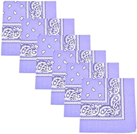 6 Pack Paisley Cotton Bandanas Head Wrap Light Purple