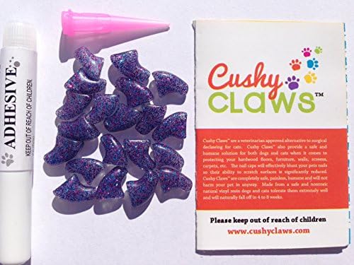 Cushy Claws Brand Soft Nail Cap Kit For CatsCOSMIC PURPLE GLITTER COLOR (Large)