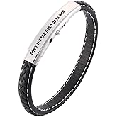 Dont Let The Hard Days Win Bracelet for Men Women,Inspirational Quote Engraved Handmade Braided Leather Wristband Mantra Cuff Bangle Encouragement Motivational Gift for Him Her