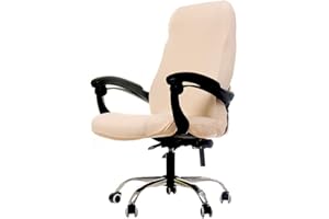Deisy Dee Computer Office Chair Covers for Stretch Universal Rotating Chair Desk Chairs ONLY Chair Covers (Beige, Medium)