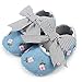 Elaco Infant Baby Girls Moccasins Anti-Slip Soft Sole Princess Shoes (0-6M, Blue)